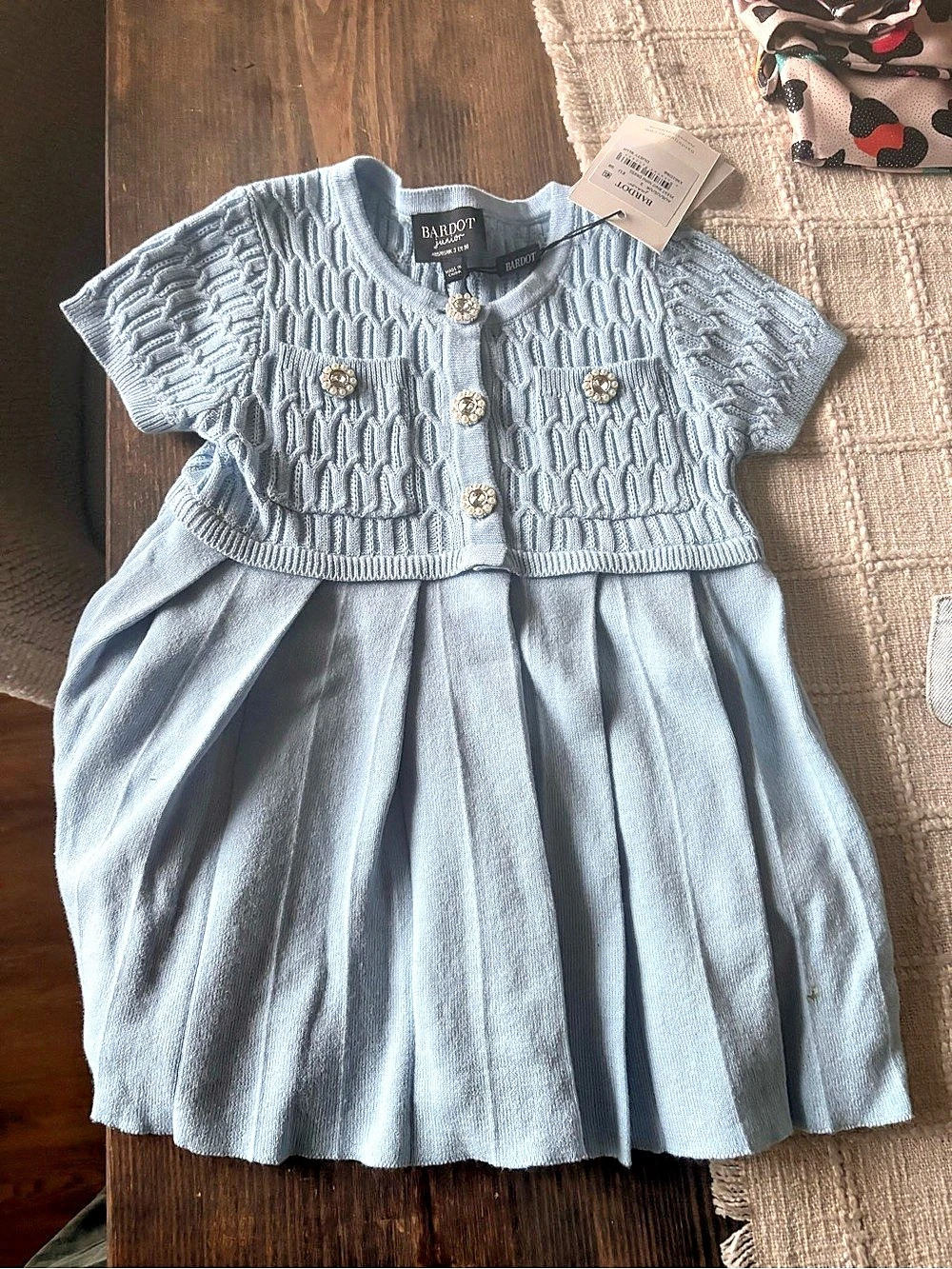 Bardot Junior Girls Blue Knit Bodice Dress Size 3 NWT